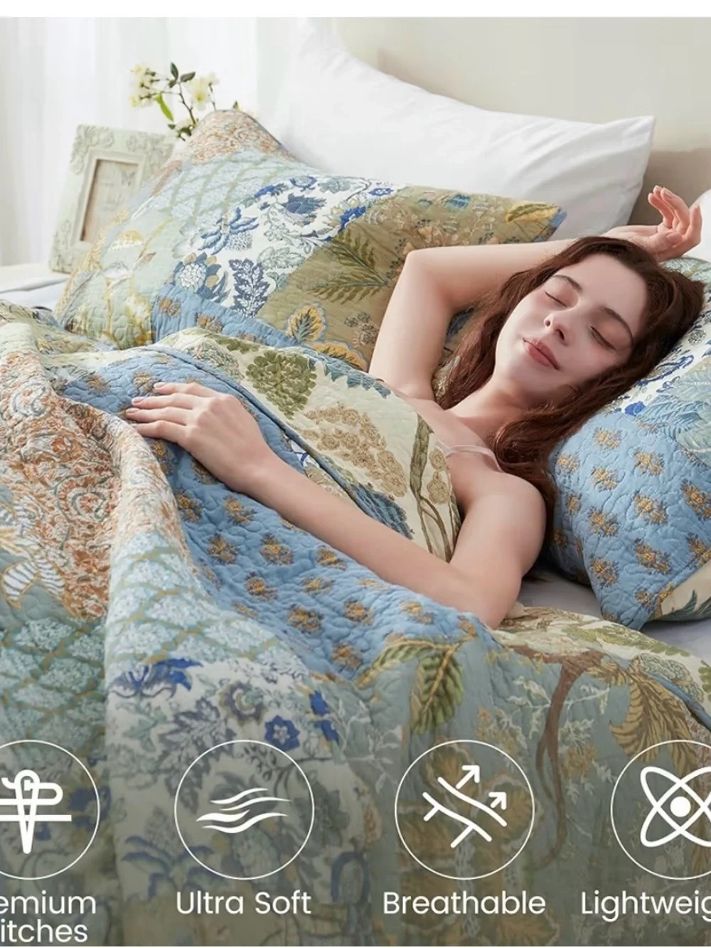Quilted Patchwork Set in Teal and Sage